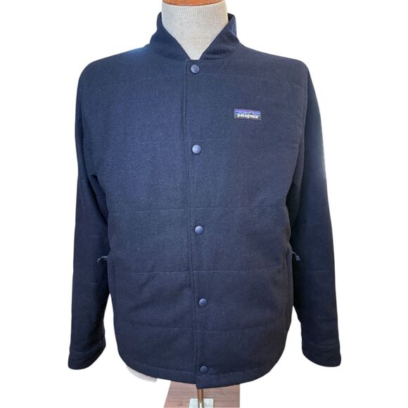 Patagonia M’s Recycled Wool Bomber Jacket Navy Blue Sz. M Sustainable - Picture 1 of 9